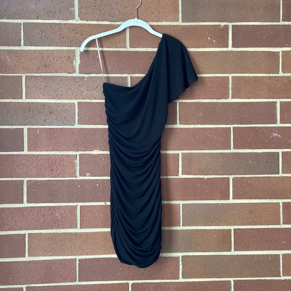 Black one shoulder cocktail dress